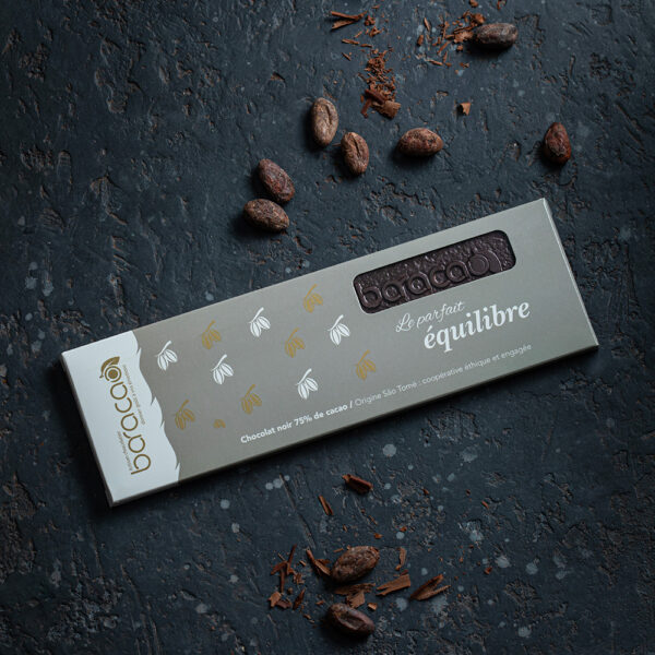Tablette Equilibre chocolat noir - Baracao avec packaging