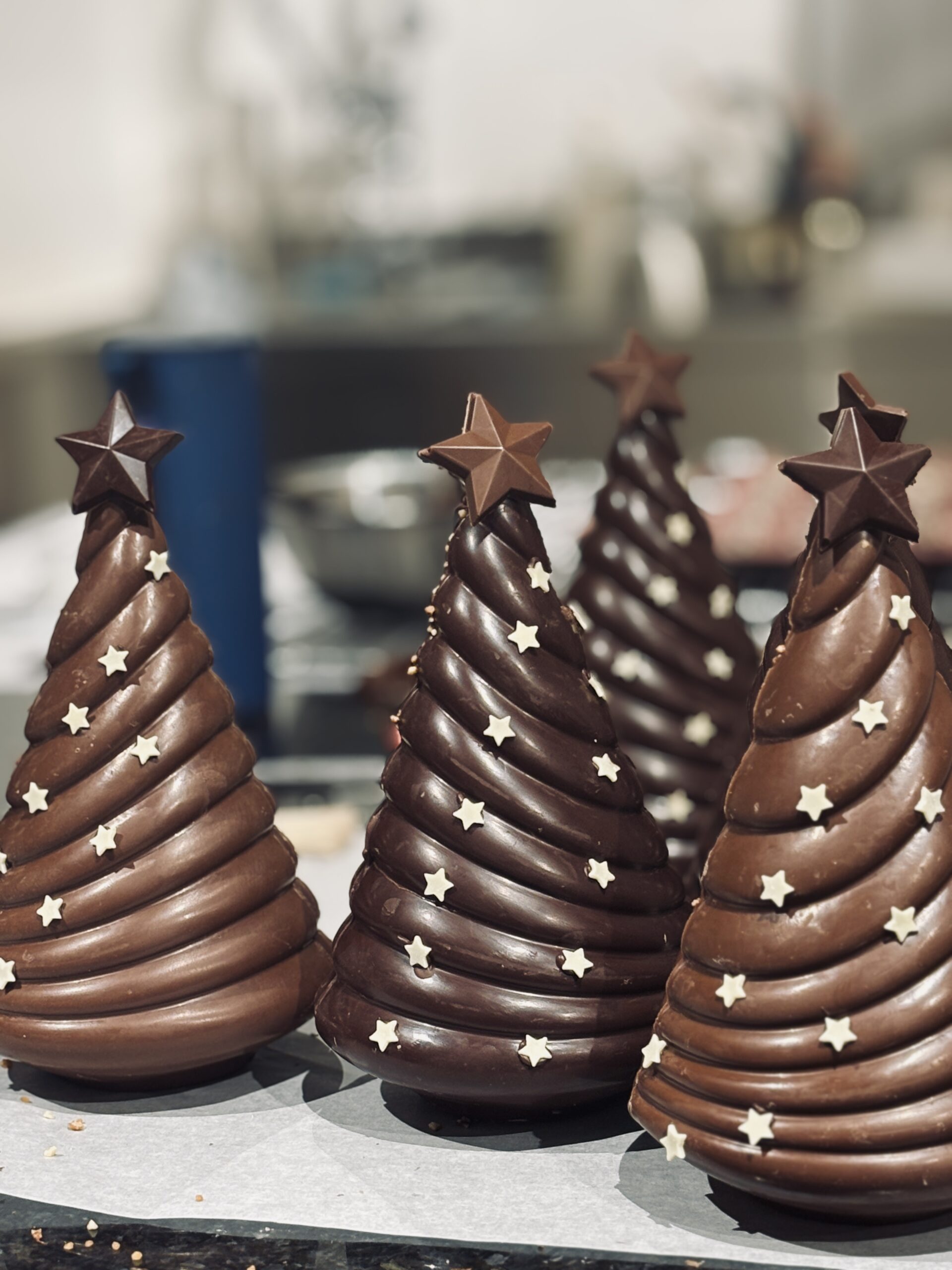 un moulage en chocolat représentant un sapin