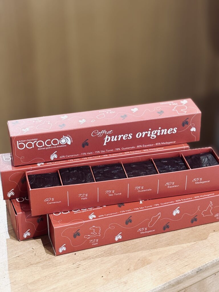 coffret de chocolat avec différentes origines